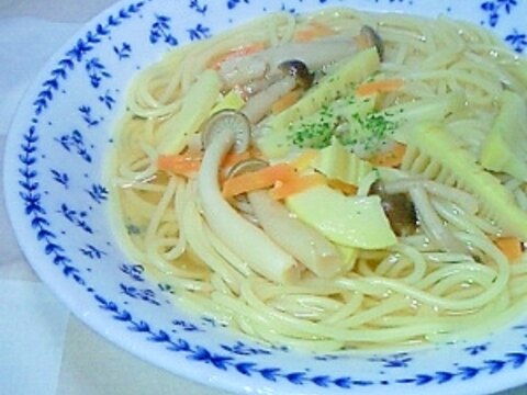 たけのこときのこのスープパスタ